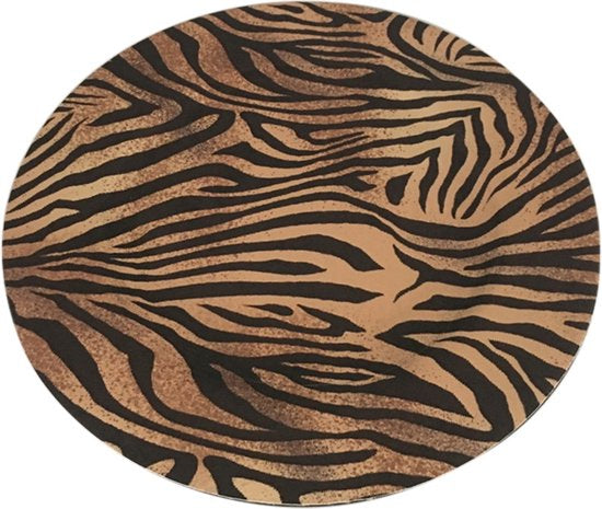 Plateau mit Tiger-Print – PU-Leder Ø 33 cm, niederländischer Stil