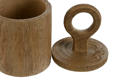 Decoratieve Houten Pot met Deksel Bruin – Keuze uit Groot of Klein