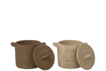 Vorratsdose mit Deckel Steingut – Beige oder Braun – 14,5 cm