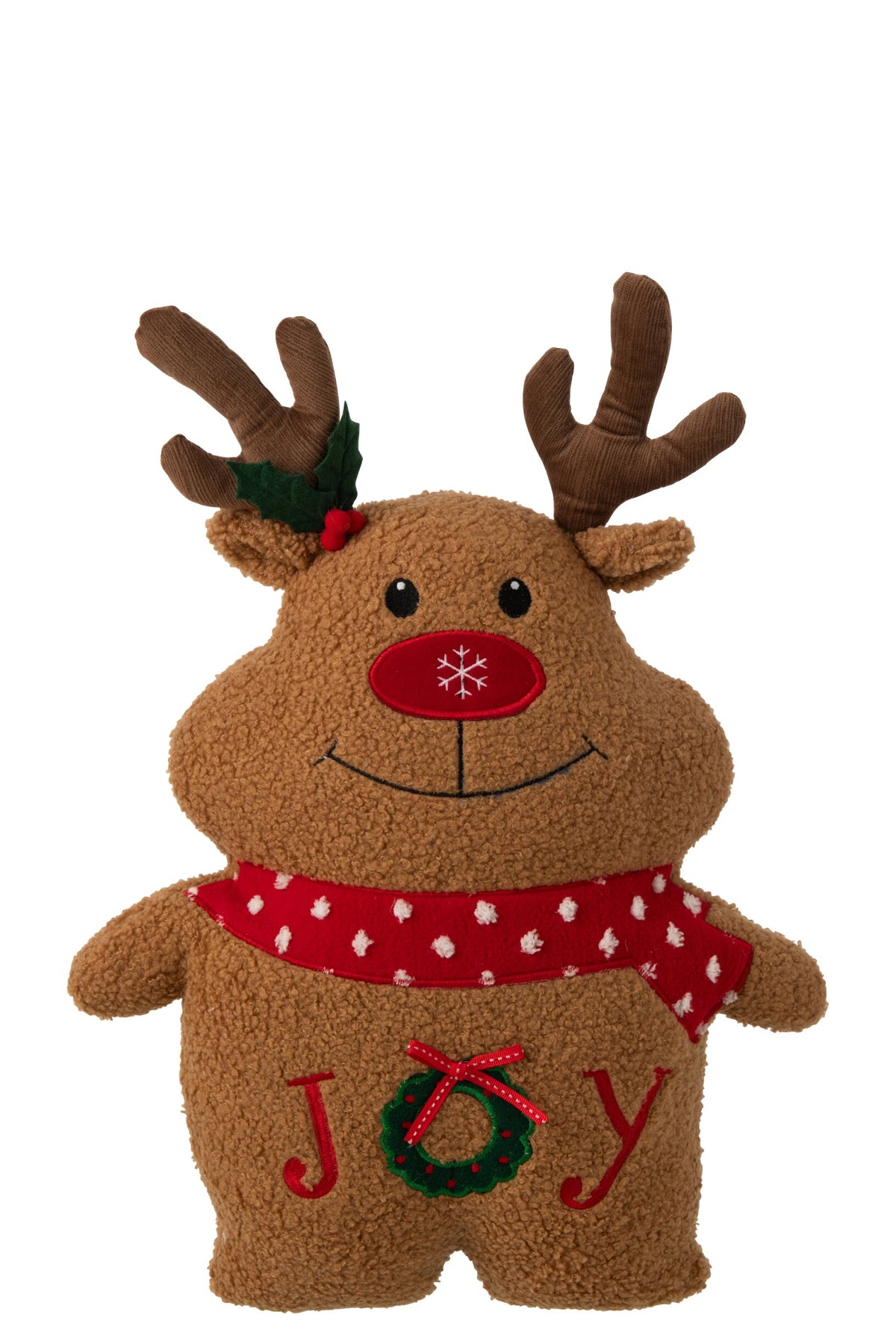 J-Line rendier kerstkussen Joy van 100% polyester 36 x 11 x 48 cm