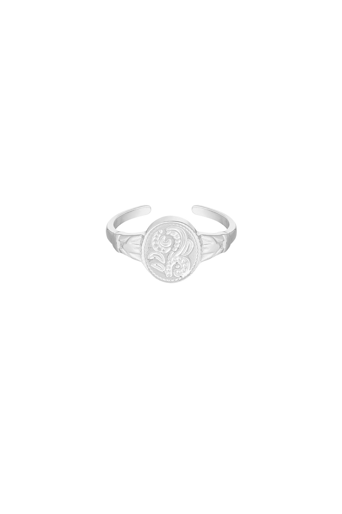 Zilveren bloem ring – verstelbare stainless steel damesring – Krokomingo