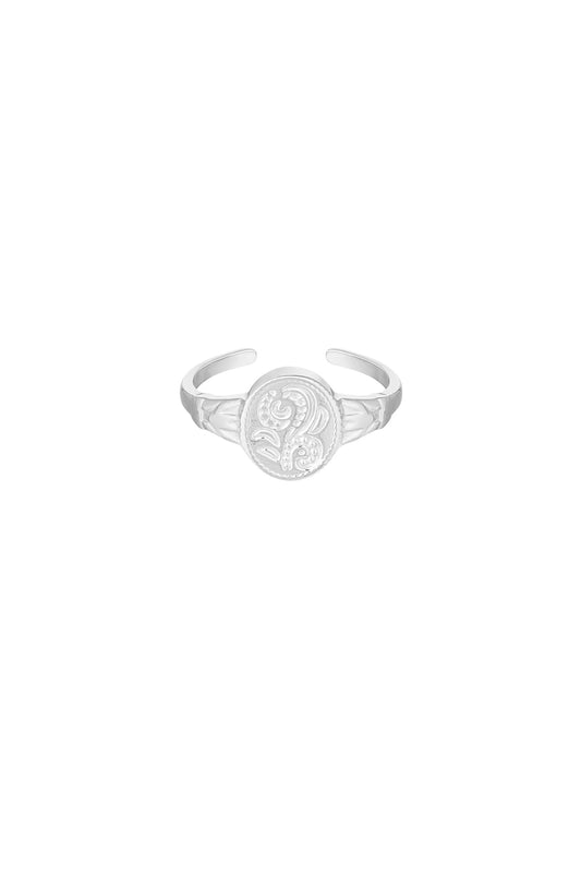 Zilveren bloem ring – verstelbare stainless steel damesring – Krokomingo