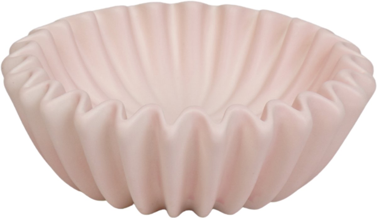 Ribbel Schaal Roze – Groot 20 cm – Kaarsenzand & Decoratie