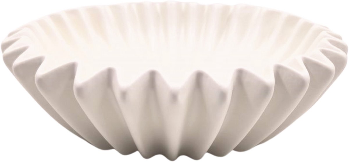 Ribbel Schaal Wit – Groot 20 cm – Kaarsenzand & Decoratie