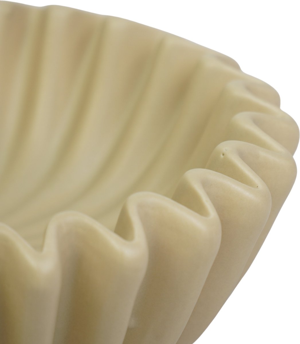 Ribbel Schaal Klein – Beige / Zand – Kaarsenzand & Keukenschaal – 15 cm
