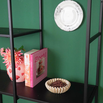 Ribbel Schaal Klein – Beige / Zand – Kaarsenzand & Keukenschaal – 15 cm