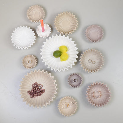 Ribbel Schaal Klein – Beige / Zand – Kaarsenzand & Keukenschaal – 15 cm