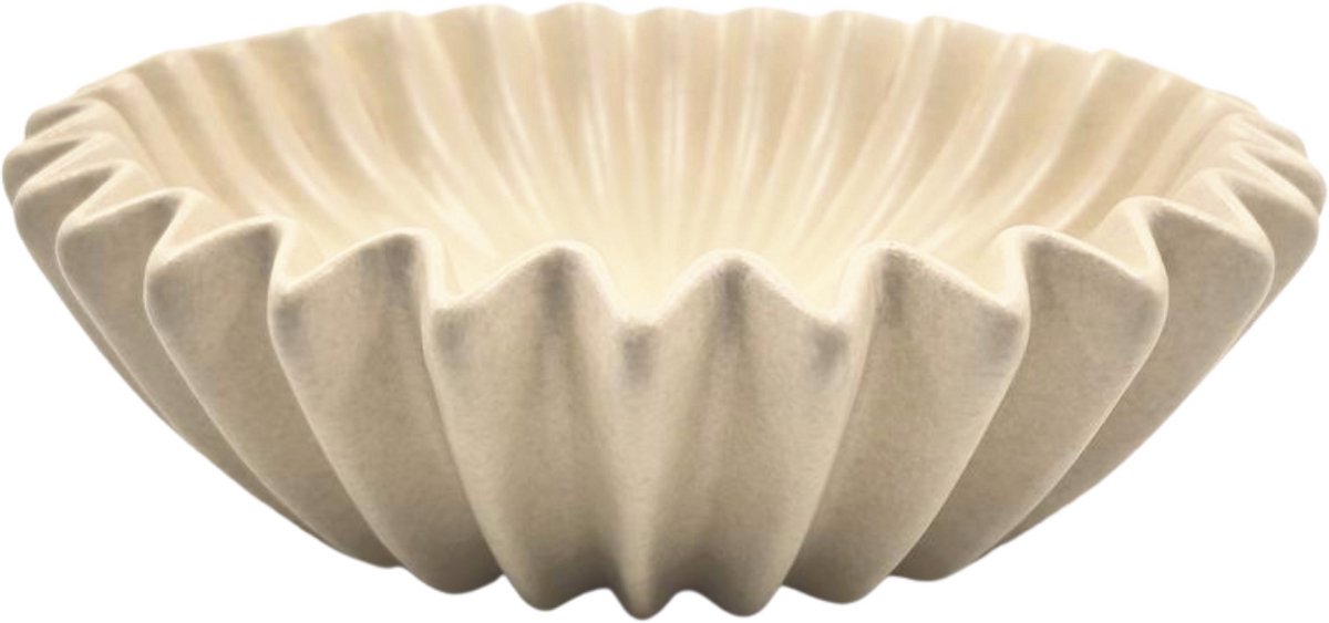 Housevitamin Gerippte Schale Beige/Sand – Groß 20 cm – Obstschale & Kerzenschale Sand – Krokomingo