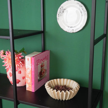 Ribbel Schaal Beige / Zand – Groot 20 cm – Kaarsenzand & Decoratie