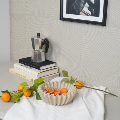 Ribbel Schaal Beige / Zand – Groot 20 cm – Kaarsenzand & Decoratie