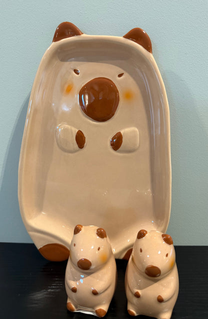 Capibara Peper- en Zoutstel – Keramiek – Lichtbruin – 7,5 cm – Set van 2