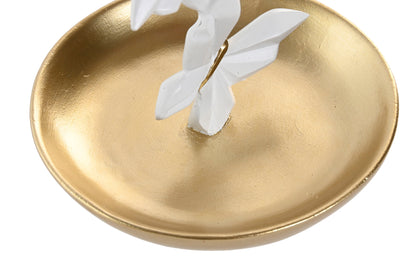 Golden Key Dish with White Butterflies – Decorative &amp; Functional – 14 cm High