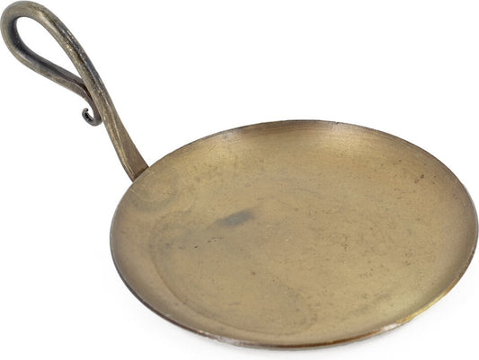 Rond metalen schaaltje met handvat – goud – geschikt voor amberblokjes