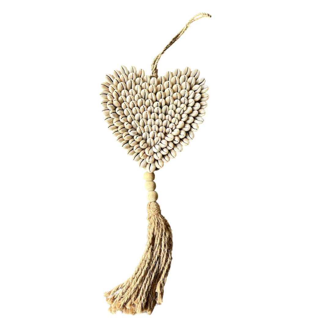 Handgemaakt Schelpenhart met Kwast - Naturel