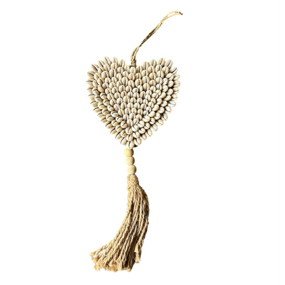 Handgemaakt Schelpenhart met Kwast - Naturel