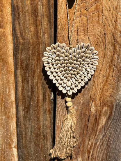 Handgemaakt Schelpenhart met Kwast - Naturel