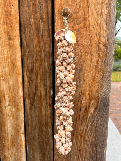 Klonong Macan – schelpenhanger bruin-wit uit Indonesië – 40 cm