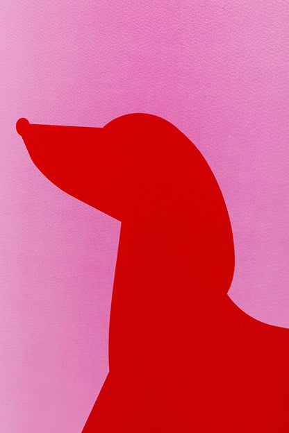 Teckel Schilderij Set van 2 – Roze & Rood