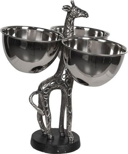 Giraffen-Servierplatte – Silbernes Aluminium (33×26×32 cm)