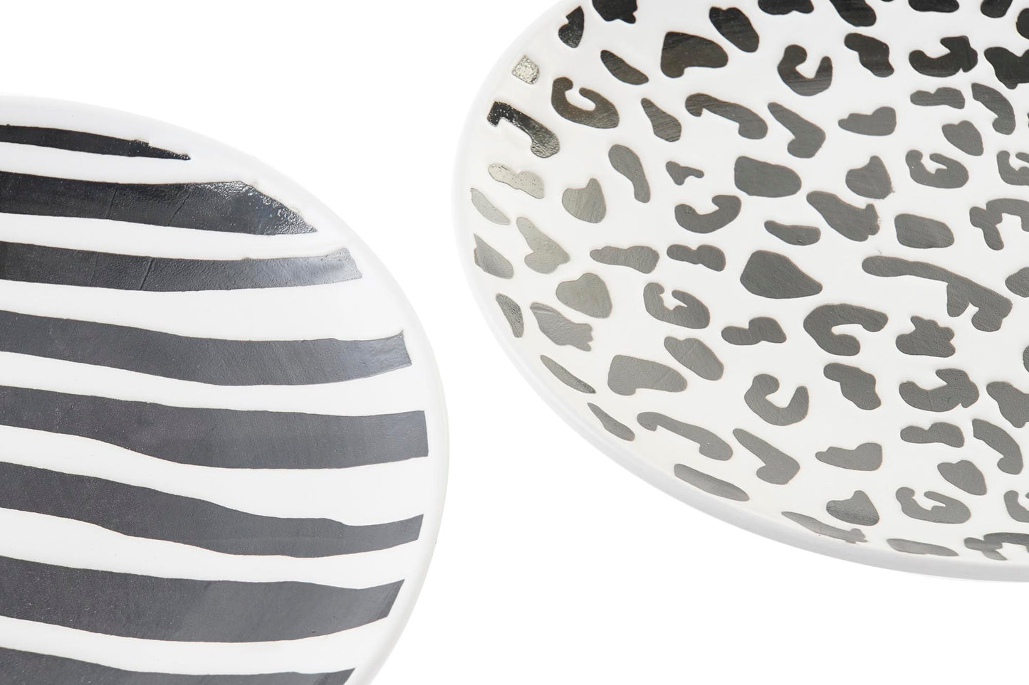 Set of 3 Black and White Animal Print Plates – Ø 20 cm Ceramic – Jungle Style
