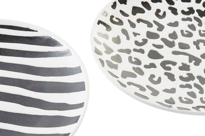 Set of 3 Black and White Animal Print Plates – Ø 20 cm Ceramic – Jungle Style