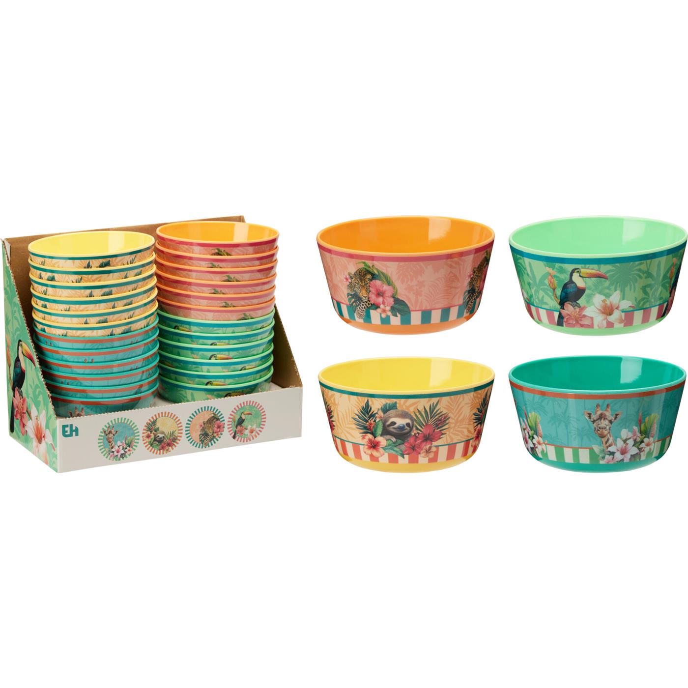 Melamine kom 14 cm tropisch jungle servies met dierenprint