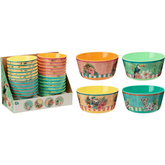 Melamine kom 14 cm tropisch jungle servies met dierenprint