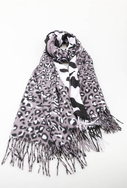 Winterschal Animal Print – Camel, Beige oder Grau