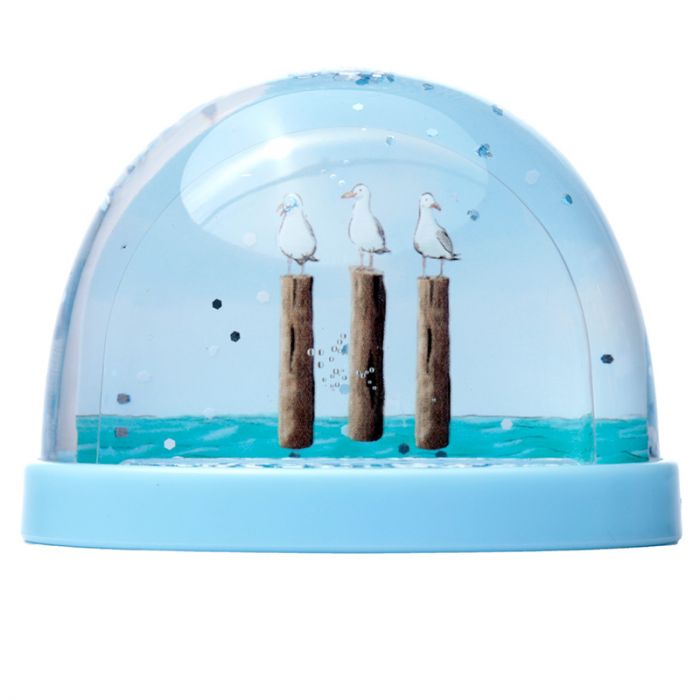 Kinder Sneeuwbol met Zeemeeuwen op een Boei – Met Glitters