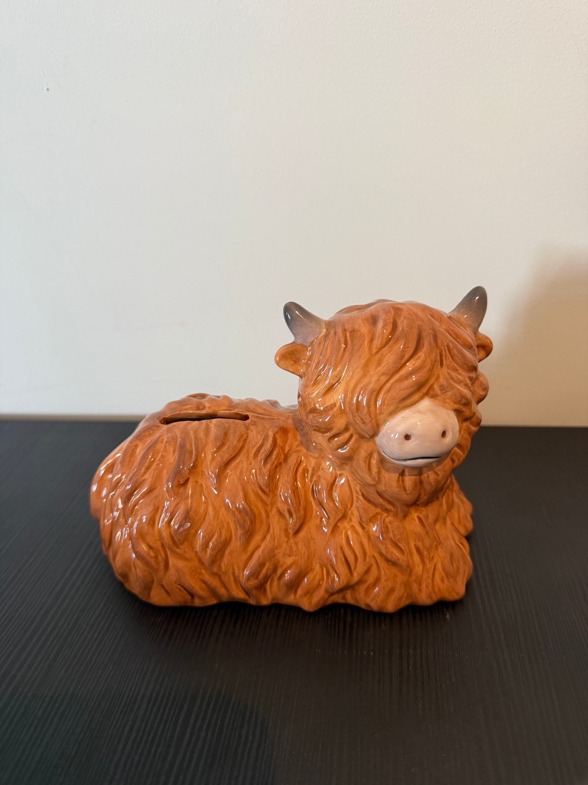 keramiek spaarpot hooglander koe bruin dieren spaarpot