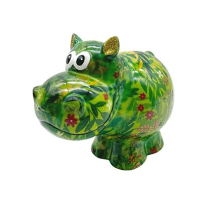 Pomme Pidou spaarpot nijlpaard in Groen Happy Plants design – keramiek 12 cm