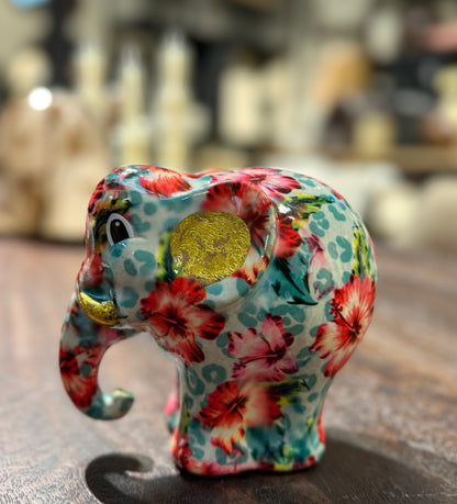 spaarpot olifant Elton turquoise bloemen Pomme Pidou