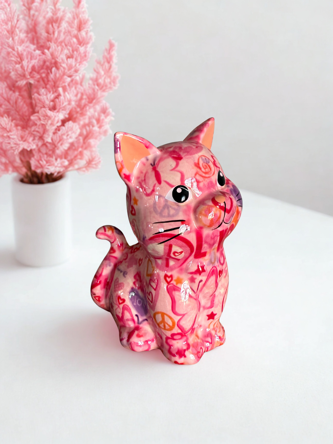 Roze spaarpot kat Tilly van Pomme Pidou – keramiek Love & Peace design
