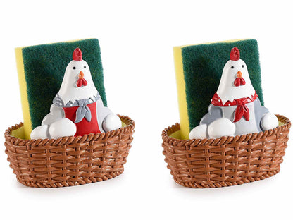 Kip Sponshouder met Spons – Keuken Sponshouder Mandje