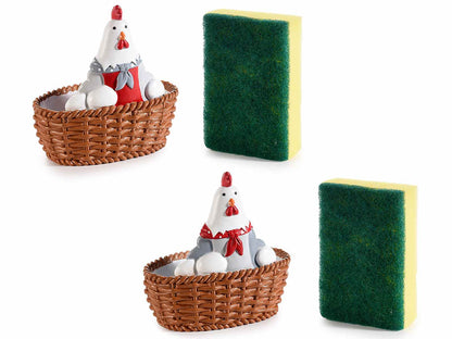 Kip Sponshouder met Spons – Keuken Sponshouder Mandje