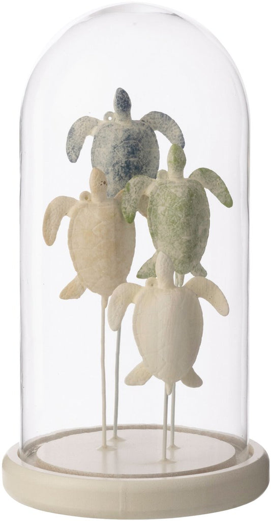 schildpad decoratie onder glazen stolp witte voet j line woonaccessoire