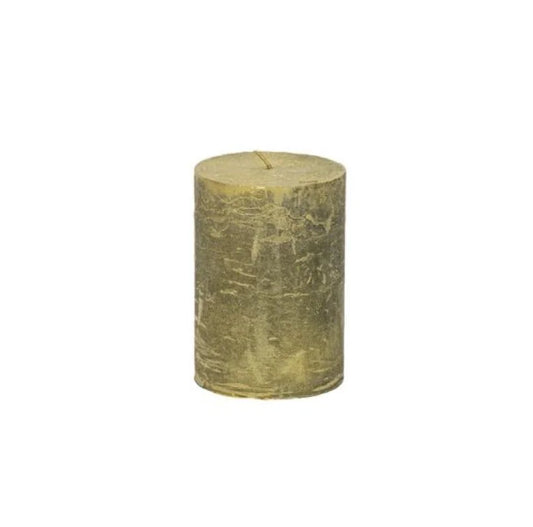 Gouden stompkaars – metallic afwerking – Ø 7 x H 10 cm – Branded by