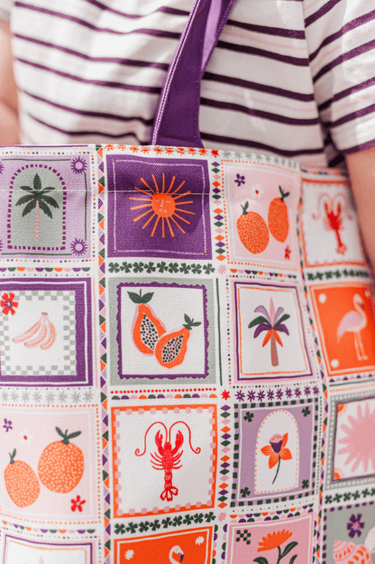 Canvas Strandtasche Tropical Tiles XL 65 x 18 x 49cm