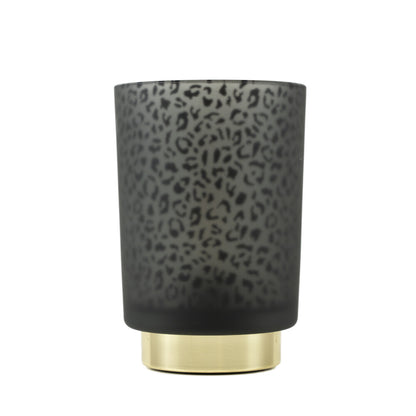 Schwarze Tischlampe mit Gepardenmuster – 15 cm