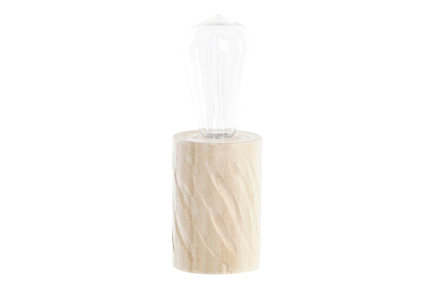 Houten LED tafellamp in naturel met decoratieve filamentlamp voor warme sfeerverlichting