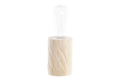 Houten LED tafellamp in naturel met decoratieve filamentlamp voor warme sfeerverlichting