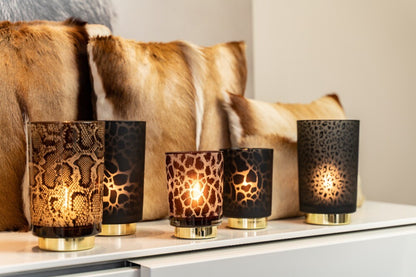 Tischleuchte mit Schlangenmuster Braun Gold 15/20 cm | 2 Größen