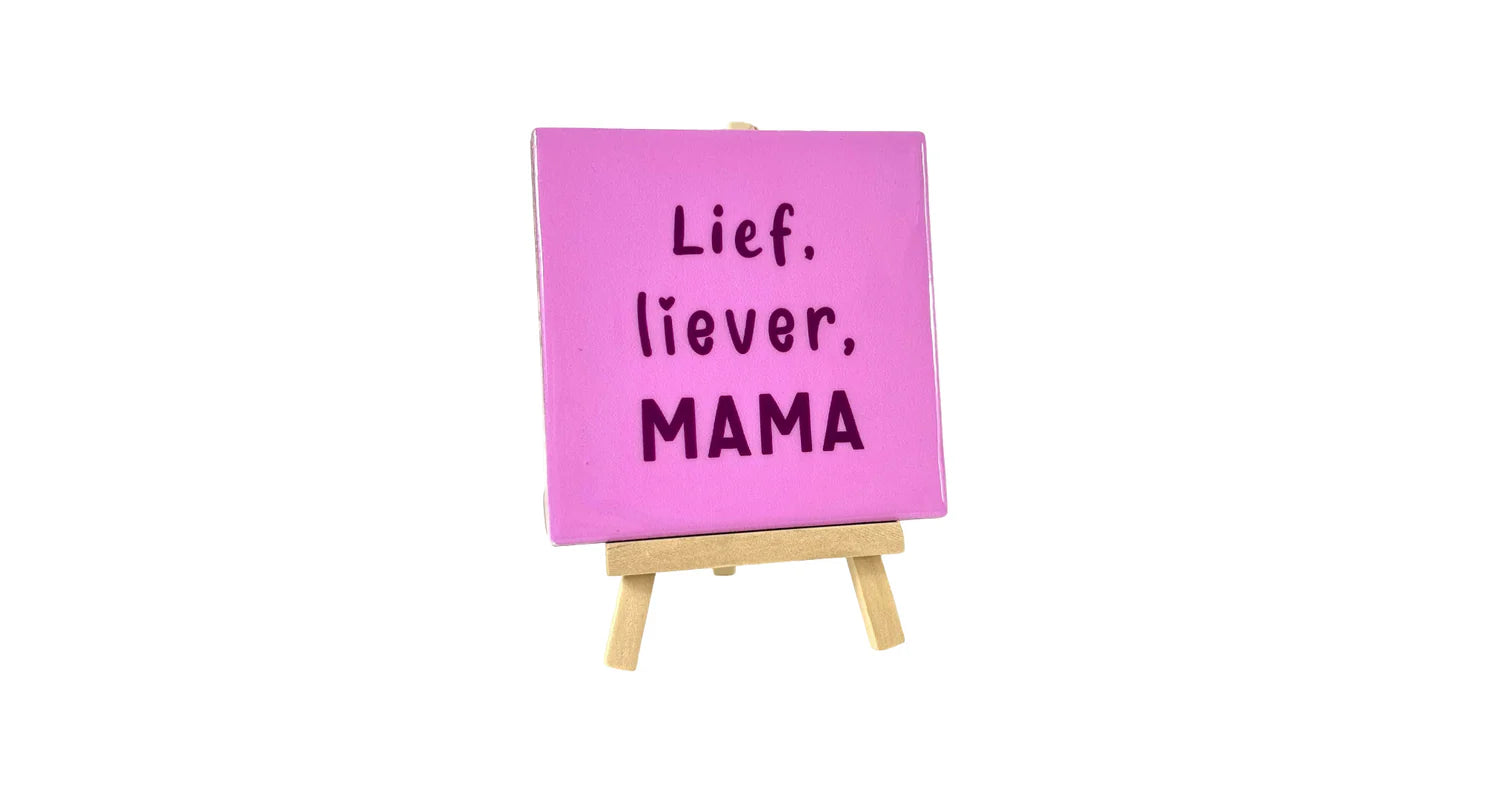 tegeltje lief liever mama roze keramiek cadeau moeder