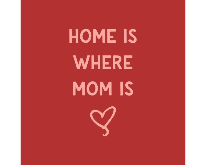 tegeltje home is where mom is keramiek wanddecoratie rood roze