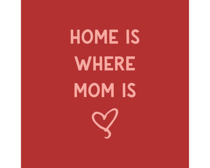 tegeltje home is where mom is keramiek wanddecoratie rood roze