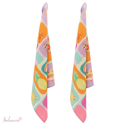 Imbarro Summer Breeze theedoeken set van 2 met kleurrijke zomerprint