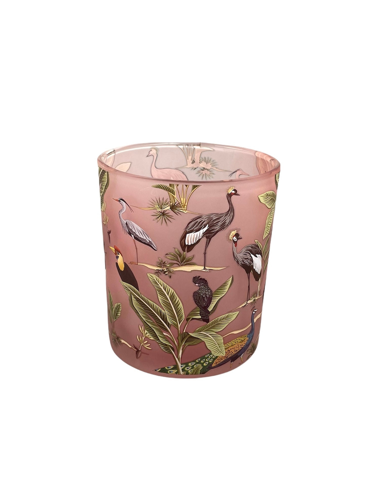 Teelichthalter Vögel – Rosa Glas in 3 Varianten | Holländischer Stil