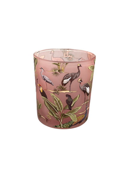 Teelichthalter Vögel – Rosa Glas in 3 Varianten | Holländischer Stil