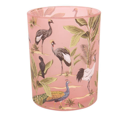 Teelichthalter Vögel – Rosa Glas in 3 Varianten | Holländischer Stil