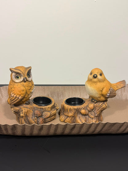 Theelichthouder Bosdieren Bruin – Uil of Vogel – 14,5 cm